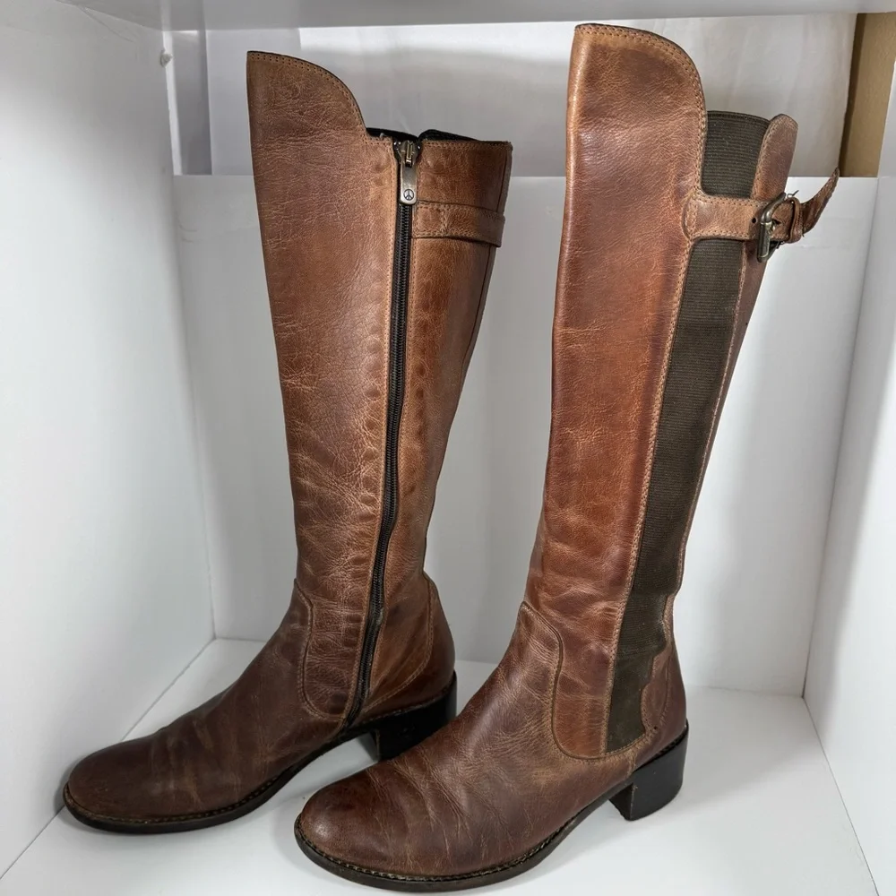 Donald J Pliner Signature Knee‎ High Brown Zip Up Boots Made In Italy Size 8